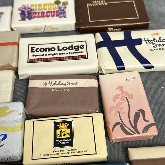 Vintage Huge Lot of Hotel Soap Bars Vegas Ivory Tone Dove Jergens Safeguard - Picture 4 of 8